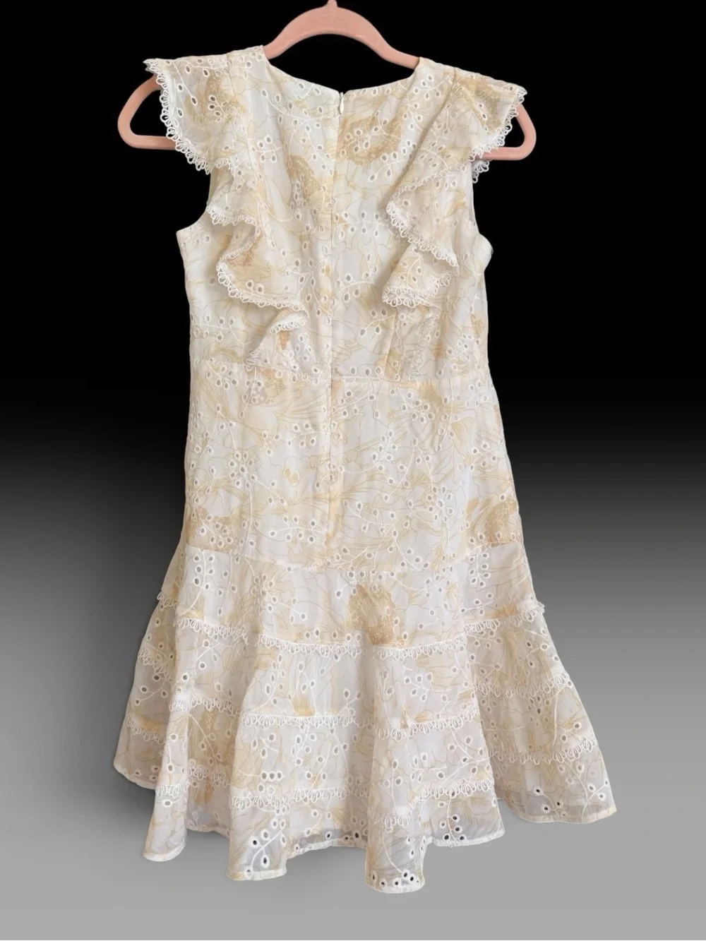 Bardot Junior Australian Designer Cream/Yellow Eyelet Lace Ruffle Dress Coquette